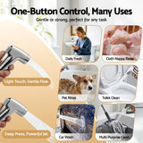 Cefito Handheld Bidet Sprayer for Toilet 1.5m Stainless Steel Hose Jet Spray for Feminine Wash Cloth Diaper Pet Bath Adjustable Pressure Bidet Attachment with G1/2 Valve Silver