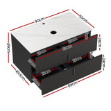 Cefito Vanity Unit 900mm Bathroom Cabinet Storage Wall Hung Black Timber Front - Cefito