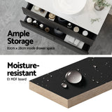 Cefito Vanity Unit 900mm Bathroom Cabinet Storage Wall Hung Black Timber Front - Cefito