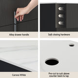 Cefito Vanity Unit 900mm Bathroom Cabinet Storage Wall Hung Black Timber Front - Cefito