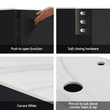 Cefito Vanity Unit 900mm Bathroom Cabinet Storage Wall Hung Grooved Timber Black - Cefito