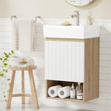 Cefito Vanity Unit 445mm Basin Bathroom Cabinet Storage Wall Hung Sink White - Cefito
