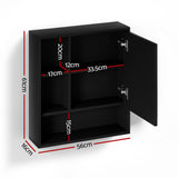 Cefito Bathroom Mirror Cabinet Mirrored Medicine Adjustable Shelf Wall Mounted 560mm Black - Cefito