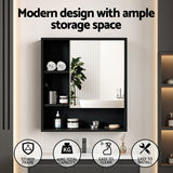Cefito Bathroom Mirror Cabinet Mirrored Medicine Adjustable Shelf Wall Mounted 560mm Black - Cefito