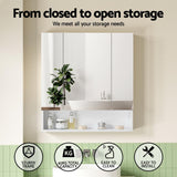 Cefito Bathroom Mirror Cabinet Medicine Adjustable Shelves Wall Hung 700x750mm White - Cefito