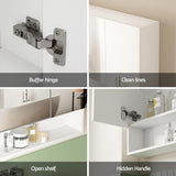 Cefito Bathroom Mirror Cabinet Medicine Adjustable Shelves Wall Hung 700x750mm White - Cefito