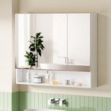 Cefito Bathroom Mirror Cabinet Medicine Adjustable Shelves Wall Hung 900x750mm White - Cefito