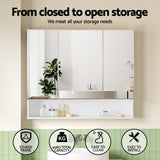 Cefito Bathroom Mirror Cabinet Medicine Adjustable Shelves Wall Hung 900x750mm White - Cefito