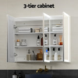 Bathroom Mirror Cabinet LED Light 900x720mm Medicine Wall Storage