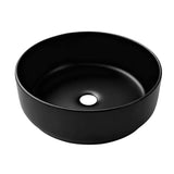 Cefito Bathroom Basin Ceramic Vanity Sink Vessel Bowl Wash Matte Black Round Countertop - Cefito