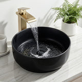 Cefito Bathroom Basin Ceramic Vanity Sink Vessel Bowl Wash Matte Black Round Countertop - Cefito