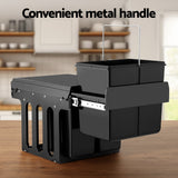 Cefito Pull Out Bin Kitchen Triple Slide Garbage Rubbish Bins Basket Blcak 31L - Cefito