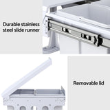 Cefito Pull Out Bin Kitchen Triple Slide Garbage Rubbish Bins Basket White 31L - Cefito