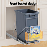 Cefito Pull Out Bin Kitchen Cabinet Slide Garbage Rubbish Bins Basket 40L Grey - Cefito