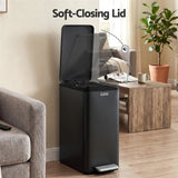 Cefito 15L Pedal Rubbish Bin Slim Carbon Steel Garbage Bin for Home Black - Cefito