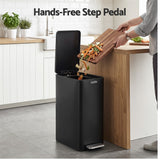 Cefito 15L Pedal Rubbish Bin Slim Carbon Steel Garbage Bin for Home Black - Cefito