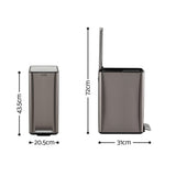 Cefito 15L Pedal Rubbish Bin Slim Carbon Steel Garbage Bin for Home Grey - Cefito