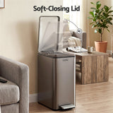 Cefito 15L Pedal Rubbish Bin Slim Carbon Steel Garbage Bin for Home Grey - Cefito