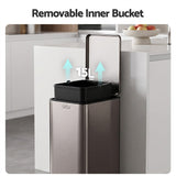 Cefito 15L Pedal Rubbish Bin Slim Carbon Steel Garbage Bin for Home Grey - Cefito