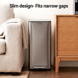 Cefito 15L Pedal Rubbish Bin Slim Carbon Steel Garbage Bin for Home Grey - Cefito