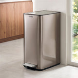Cefito 15L Pedal Rubbish Bin Slim Carbon Steel Garbage Bin for Home Grey - Cefito