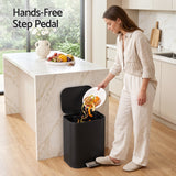 Cefito 20L Trash Bin Steel Pedal Bins Soft Close Kitchen Rubbish Waste Can Black - Cefito