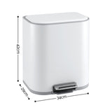 Cefito 20L Trash Bin Steel Pedal Bins Soft Close Kitchen Rubbish Waste Can White - Cefito