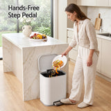 Cefito 20L Trash Bin Steel Pedal Bins Soft Close Kitchen Rubbish Waste Can White - Cefito