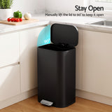 Cefito 30L Pedal Rubbish Bin Kitchen Trash Garbage Waste Can Soft Close Black - Cefito