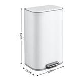 Cefito 30L Pedal Rubbish Bin Kitchen Trash Garbage Waste Can Soft Close White - Cefito