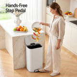 Cefito 30L Pedal Rubbish Bin Kitchen Trash Garbage Waste Can Soft Close White - Cefito
