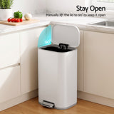 Cefito 30L Pedal Rubbish Bin Kitchen Trash Garbage Waste Can Soft Close White - Cefito