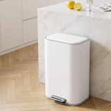 Cefito 30L Pedal Rubbish Bin Kitchen Trash Garbage Waste Can Soft Close White - Cefito