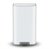 Cefito Kitchen Trash Can 40L Pedal Bins Rubbish Bin Steel with Soft Close Lid, Removable Inner Bucket, Rectangular Garbage Can Recycling Bin, White - Cefito