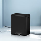 Cefito Pedal Bins Rubbish Bin Dual Compartment Waste Recycle Dustbins 40L Black