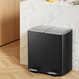 Cefito 40L Bins Pedal Bin Compartment Waste Rubbish Dustbins Recycle Dual - Cefito