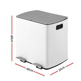 Cefito Pedal Bins Rubbish Bin Dual Compartment Waste Recycle Dustbins White 40L - Cefito