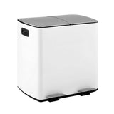 Cefito Pedal Bins Rubbish Bin Dual Compartment Waste Recycle Dustbins White 40L - Cefito