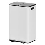 Cefito Pedal Bins Rubbish Bin Dual Compartment Waste Recycle Dustbins 60L White - Cefito