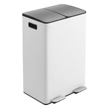 Cefito Pedal Bins Rubbish Bin Dual Compartment Waste Recycle Dustbins 60L White - Cefito