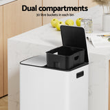 Cefito Pedal Bins Rubbish Bin Dual Compartment Waste Recycle Dustbins 60L White - Cefito