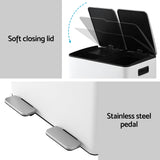 Cefito Pedal Bins Rubbish Bin Dual Compartment Waste Recycle Dustbins 60L White - Cefito