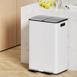 Cefito Pedal Bins Rubbish Bin Dual Compartment Waste Recycle Dustbins 60L White - Cefito