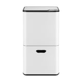 Cefito 63L Rubbish Bin 3 Compartment Carbon Steel Split Door Trash Can White