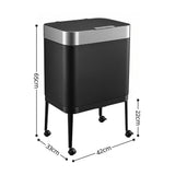 Cefito 40L Press Top Trash Can Kitchen Rubbish Bin Moblie Stainless Steel Black - Cefito