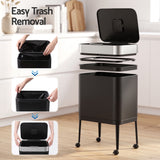 Cefito 40L Press Top Trash Can Kitchen Rubbish Bin Moblie Stainless Steel Black - Cefito