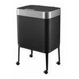 Cefito 40L Press Top Trash Can Kitchen Rubbish Bin Moblie Stainless Steel Black - Cefito
