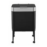 Cefito 40L Press Top Trash Can Kitchen Rubbish Bin Moblie Stainless Steel Black - Cefito