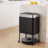 Cefito 40L Press Top Trash Can Kitchen Rubbish Bin Moblie Stainless Steel Black - Cefito