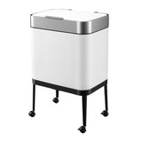 Cefito 40L Press Top Trash Can Kitchen Rubbish Bin Moblie Stainless Steel White - Cefito